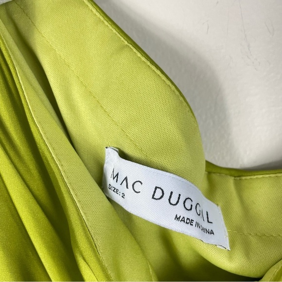 Mac Duggal Long Sleeve One Shoulder Satin High Low A-line Gown Womens 2 Green - Picture 12 of 14